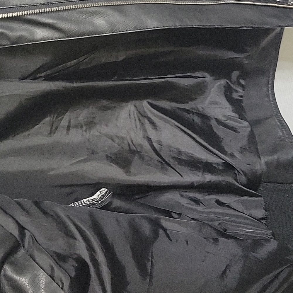 Vegan Leather / Cotton Colorblock Moto Biker Jacket - Picture 6 of 7